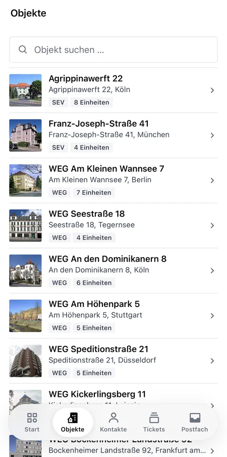 Verwaltio Companion: Objekte und Kontakte
