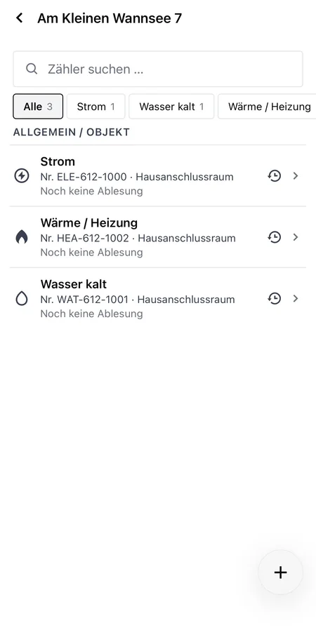 Verwaltio Companion: Zählerstände